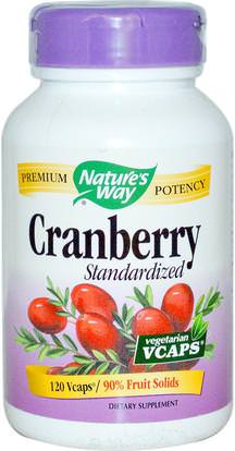 Natures Way, Cranberry, Standardized, 120 Veggie Caps ,والمكملات الغذائية، والصحة