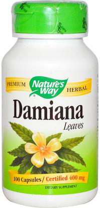 Natures Way, Damiana, Leaves, 400 mg, 100 Capsules ,المكملات الغذائية، الأعشاب