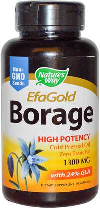Natures Way, EFAGold, Borage, 1300 mg, 60 Softgels ,المكملات الغذائية، إيفا أوميجا 3 6 9 (إيبا دا)، دا، إيبا