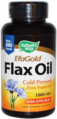 Natures Way, EfaGold, Flax Oil, 1000 mg, 100 Softgels ,المكملات الغذائية، إيفا أوميجا 3 6 9 (إيبا دا)، دا، إيبا