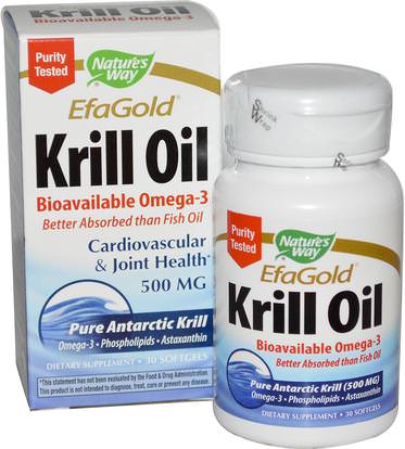 Natures Way, EfaGold, Krill Oil, 500 mg, 30 Softgels ,المكملات الغذائية، إيفا أوميجا 3 6 9 (إيبا دا)، دا، إيبا