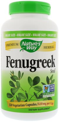 Natures Way, Fenugreek Seed, 610 mg, 320 Vegetarian Capsules ,الأعشاب، الصحة، فينوغريك