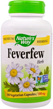 Natures Way, Feverfew Herb, 380 mg, 180 Veggie Caps ,الصحة، الصداع