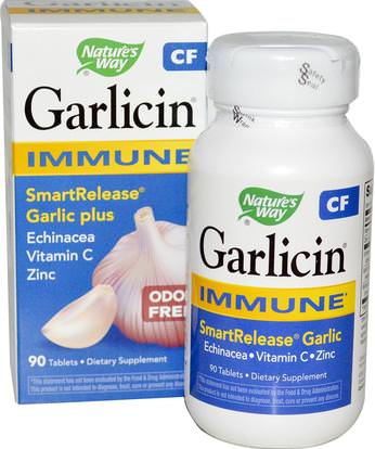 Natures Way, Garlicin CF, Immune, Odor Free, 90 Tablets ,المكملات الغذائية، مضادات الأكسدة، المضادات الحيوية، الثوم
