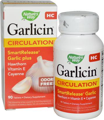 Natures Way, Garlicin HC, Circulation, Odor Free, 90 Tablets ,والمكملات الغذائية، ومضادات الأكسدة