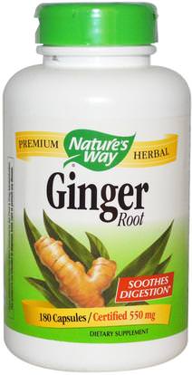 Natures Way, Ginger Root, 550 mg, 180 Capsules ,المكملات الغذائية، الأعشاب