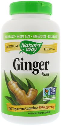 Natures Way, Ginger Root, 550 mg, 240 Vegetarian Capsules ,الأعشاب، جذر الزنجبيل