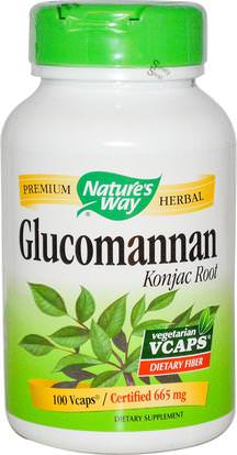 Natures Way, Glucomannan Konjac Root, 665 mg, 100 Veggie Caps ,المكملات الغذائية، والألياف، غلوكومانان (كونجاك الجذر)