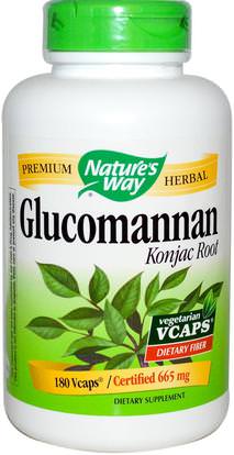 Natures Way, Glucomannan Konjac Root, 665 mg, 180 Vcaps ,المكملات الغذائية، والألياف، غلوكومانان (كونجاك الجذر)