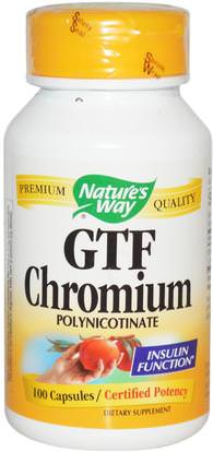 Natures Way, GTF Chromium, Polynicotinate, 100 Capsules ,والملاحق، والمعادن، والكروم غت (عامل تحمل الجلوكوز)