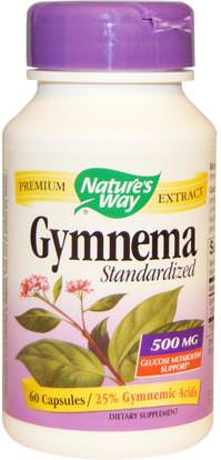 Natures Way, Gymnema, Standardized, 500 mg, 60 Capsules ,المكملات الغذائية، الأعشاب