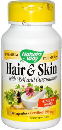 Natures Way, Hair & Skin, With MSM and Glucosamine, 100 Capsules ,والمكملات الغذائية، والصحة، والتهاب المفاصل