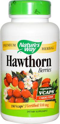 Natures Way, Hawthorn Berries, 510 mg, 180 Veggie Caps ,المكملات الغذائية، الأعشاب