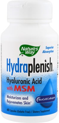 Natures Way, Hydraplenish, Hyaluronic Acid With MSM, 60 Capsules ,المكملات الغذائية، الجمال، مكافحة الشيخوخة