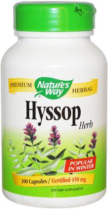 Natures Way, Hyssop Herb, 450 mg, 100 Capsules ,المكملات