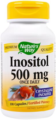Natures Way, Inositol, Once Daily, 500 mg, 100 Capsules ,الفيتامينات، الكولين و إينوزيتول
