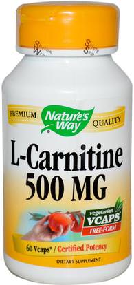 Natures Way, L-Carnitine, 500 mg, 60 Veggie Caps ,المكملات الغذائية، والأحماض الأمينية، ل كارنيتين