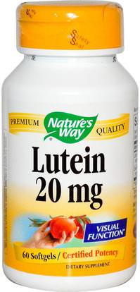 Natures Way, Lutein, 20 mg, 60 Softgels ,المكملات الغذائية، مضادات الأكسدة، اللوتين