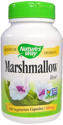 Natures Way, Marshmallow Root, 480 mg, 100 Veggie Caps ,الأعشاب، الجذر الخطمي