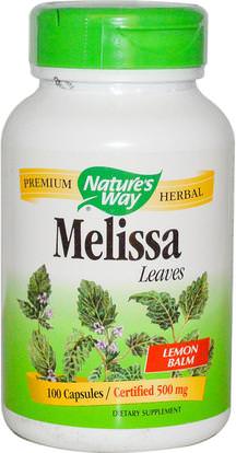 Natures Way, Melissa Leaves, 500 mg, 100 Capsules ,المكملات الغذائية، الأعشاب