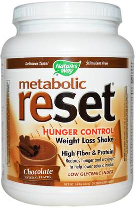 Natures Way, Metabolic Reset Hunger Control Weight Loss Shake, Powder, Chocolate, 1.4 lbs (630 g) ,والمكملات الغذائية، والهدايا استبدال وجبة