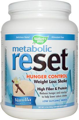 Natures Way, Metabolic Reset Hunger Control Weight Loss Shake, Powder, Vanilla, 1.4 lbs (630 g) ,والمكملات الغذائية، والهدايا استبدال وجبة