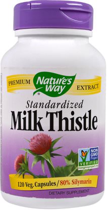 Natures Way, Milk Thistle, Standardized, 120 Veggie Caps ,الصحة، السموم، الحليب الشوك (سيليمارين)