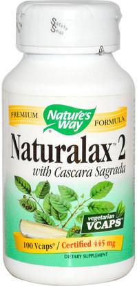 Natures Way, Naturalax 2, with Cascara Sagrada, 445 mg, 100 Veggie Caps ,المكملات الغذائية، الأعشاب