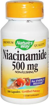 Natures Way, Niacinamide, 500 mg, 100 Capsules ,الفيتامينات، فيتامين ب، فيتامين b3، فيتامين b3 - النياسين