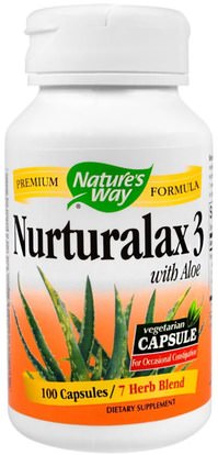 Natures Way, Nurturalax 3, with Aloe, 100 Capsules ,المكملات الغذائية، الألوة فيرا