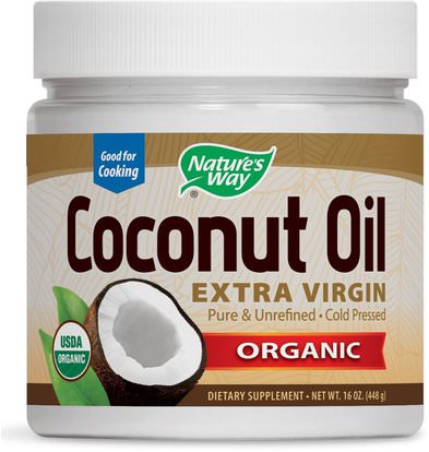 Natures Way, Organic Coconut Oil, Extra Virgin, 16 oz (448 g) ,الغذاء، زيت جوز الهند، زيت جوز الهند النفط
