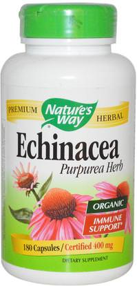 Natures Way, Organic, Echinacea Purpurea Herb, 400 mg, 180 Capsules ,المكملات الغذائية، المضادات الحيوية