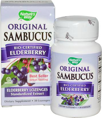 Natures Way, Original Sambucus, Bio-Certified Elderberry Lozenges, 30 Lozenges ,Herb-sa