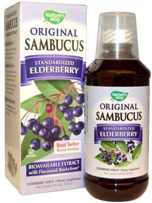 Natures Way, Original Sambucus, Standardized Elderberry, 8 fl oz (240 ml) ,والصحة، والانفلونزا الباردة والفيروسية، والدعم المناعي