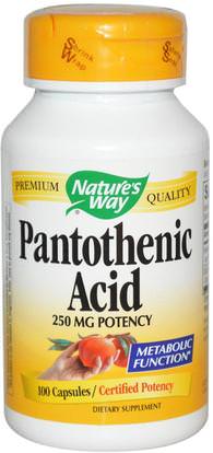 Natures Way, Pantothenic Acid, 100 Capsules ,الفيتامينات، فيتامين ب