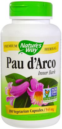 Natures Way, Pau dArco Inner Bark, 545 mg, 180 Veggie Caps ,المكملات الغذائية، الأعشاب