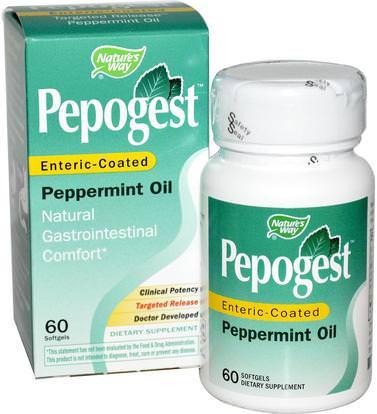 Natures Way, Pepogest, Enteric-Coated Peppermint Oil, 60 Softgels ,والمكملات الغذائية، والصحة، والتخلص من السموم