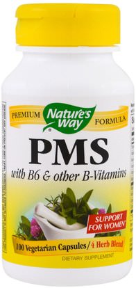 Natures Way, PMS, With B6 and Other B-Vitamins, 100 Vegetarian Capsules ,والمكملات الغذائية، والصحة، ومتلازمة ما قبل الحيض