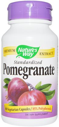 Natures Way, Pomegranate, Standardized, 60 Veggie Caps ,المكملات الغذائية، مضادات الأكسدة، عصير الرمان استخراج