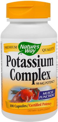 Natures Way, Potassium Complex, 99 mg, 100 Capsules ,الفيتامينات، الفيتامينات قبل الولادة