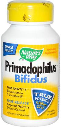Natures Way, Primadophilus, Bifidus, For Adults, 90 Veggie Caps ,المكملات الغذائية، البروبيوتيك، استقرت البروبيوتيك