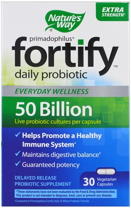 Natures Way, Primadophilus, Daily Probiotic, Extra Strength, 30 Veggie Capsules ,المكملات الغذائية، البروبيوتيك