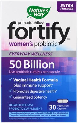 Natures Way, Primadophilus, Fortify, Womens Probiotic, Extra Strength, 30 Veggie Capsules ,والمكملات الغذائية، والصحة، والمرأة