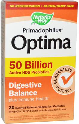 Natures Way, Primadophilus Optima, Digestive Balance, 50 Billion, 30 Delayed Release Veggie Caps ,المكملات الغذائية، البروبيوتيك، استقرت البروبيوتيك