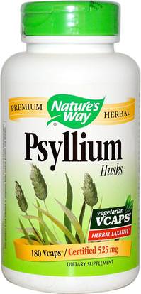 Natures Way, Psyllium, Husks, 525 mg, 180 Veggie Caps ,المكملات الغذائية، الألياف، قشر سيلليوم