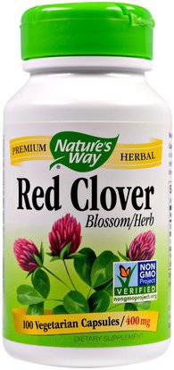 Natures Way, Red Clover, Blossom/Herb, 400 mg, 100 Veggie Caps ,الأعشاب، البرسيم الأحمر