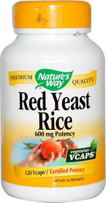 Natures Way, Red Yeast Rice, 600 mg, 120 Veggie Caps ,والمكملات الغذائية، والأرز الخميرة الحمراء