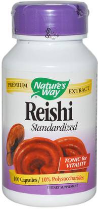 Natures Way, Reishi Standardized, 100 Capsules ,المكملات الغذائية، الفطر الطبية، الفطر ريشي
