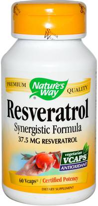 Natures Way, Resveratrol, 60 Veggie Caps ,المكملات الغذائية، مضادات الأكسدة، ريسفيراترول