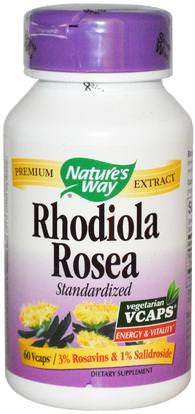 Natures Way, Rhodiola Rosea, Standardized, 60 Veggie Caps ,الأعشاب، روديولا الوردية، أدابتوجين